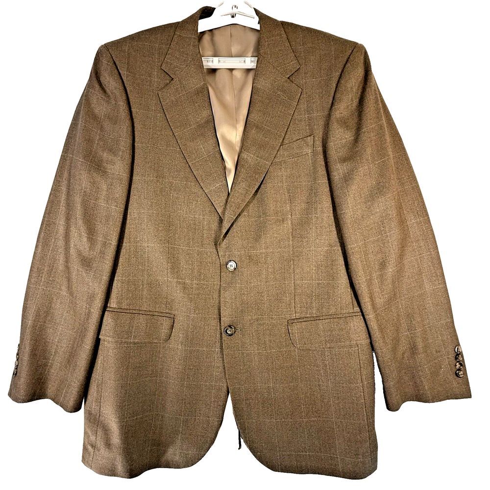Lacrosse Vintage Blazer 42L Brown Plaid Silk Wool Suit Coat Sports Western Dad